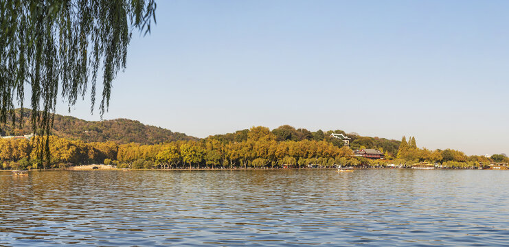 杭州西湖秋景全景