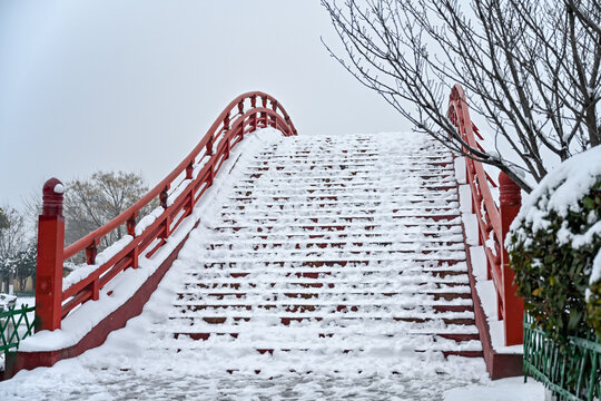 中国开封七盛角水系冬天雪景