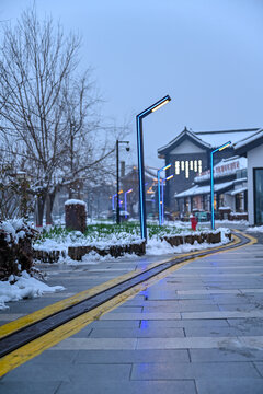 中国开封七盛角水系冬天雪景