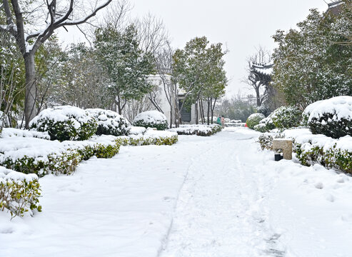 中国开封七盛角水系冬天雪景