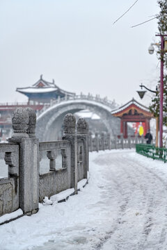 中国开封七盛角水系冬天雪景