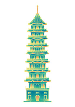 南京灵谷塔古建筑插画元素