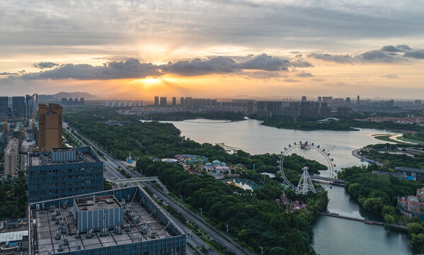 江苏张家港暨阳湖日落风景