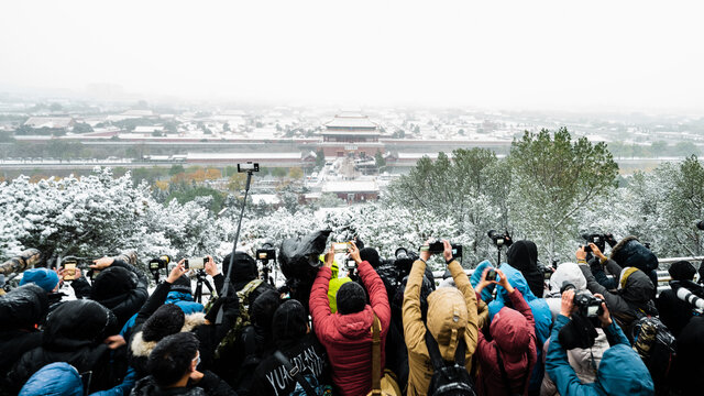 北京古建雪景故宫冬季雪景