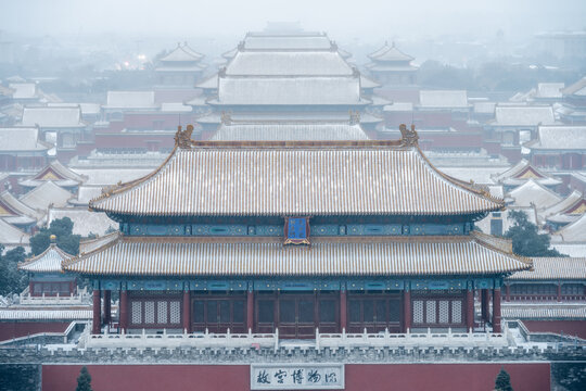 北京古建雪景故宫冬季雪景