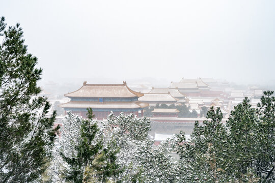 北京古建雪景故宫冬季雪景