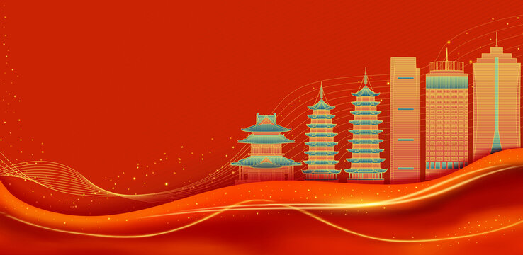 桂林红色建筑背景