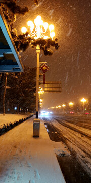 雪后夜景街道