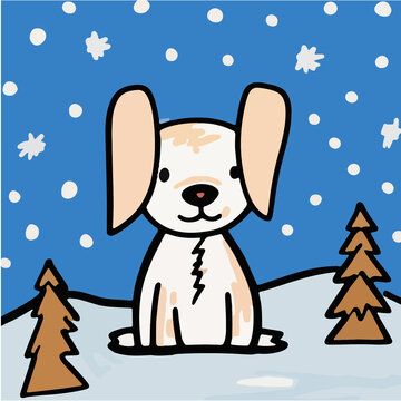 雪地中的小狗