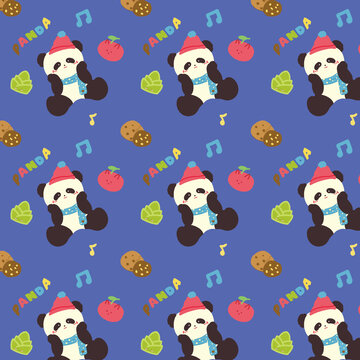 熊猫秋日野餐印花图案