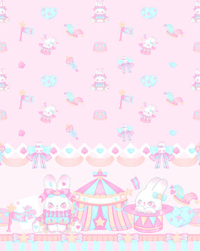 兔兔马戏团粉色定位柄插画