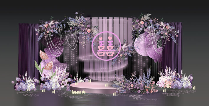 紫色韩式迎宾区婚礼