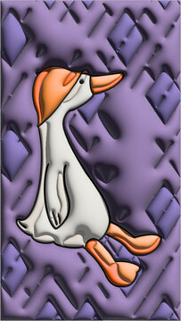 卡通可爱鸭子膨胀立体图案