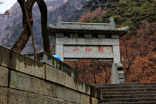 泰山对松山石牌坊