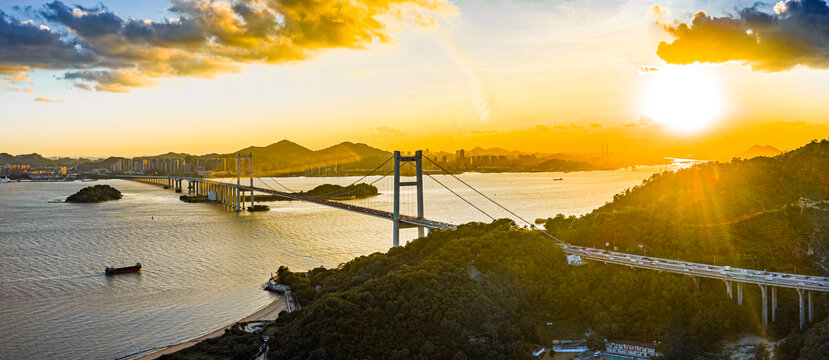 东莞虎门城市风光航拍全景