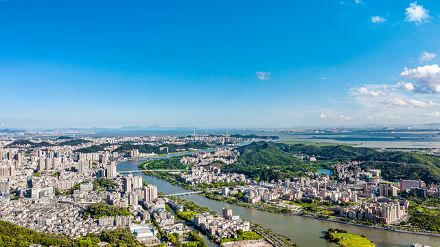 东莞虎门城市风光航拍全景