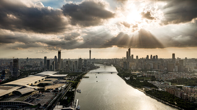 广东广州城市航拍全景