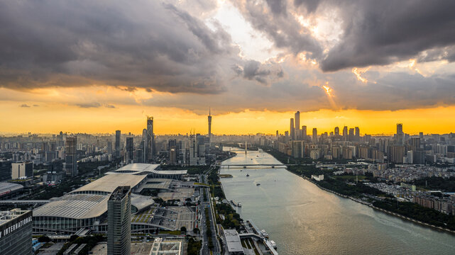 广东广州城市航拍全景