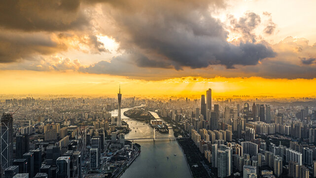 广东广州城市航拍全景
