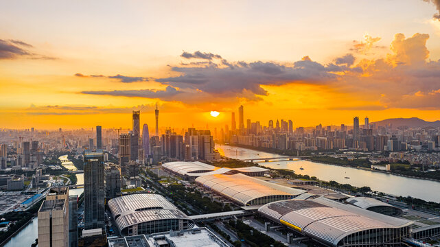 广东广州城市航拍全景