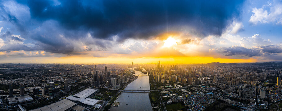 广东广州城市航拍全景