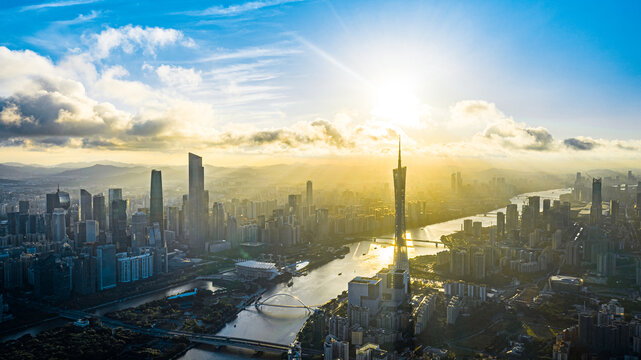 广东广州城市航拍全景