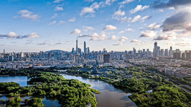 广东广州城市航拍全景