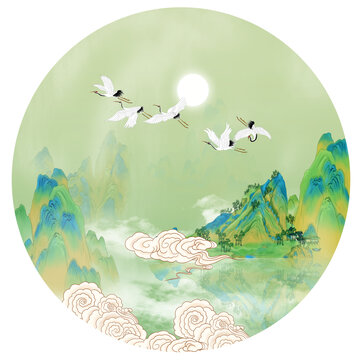 新中式青绿山水装饰画