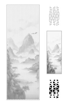 水墨山水画激光雕刻图