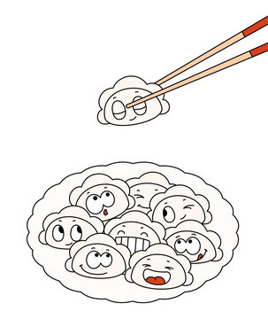 饺子卡通表情简笔画png