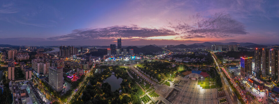 航拍广州增城区夜景