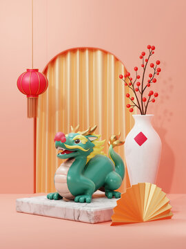 3D中国龙新年场景设计