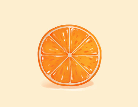 对半切开的橙子