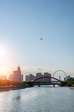 天津海河地标天津眼都市风景