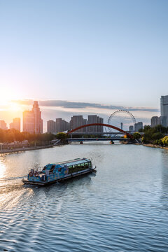 天津海河地标天津眼都市风景