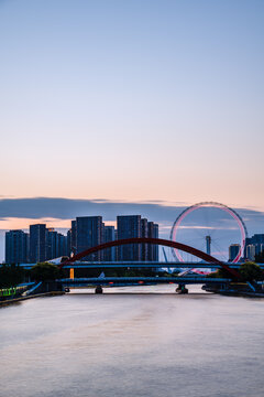 天津海河地标天津眼都市风景