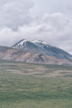 青海省阿尼玛卿夏季雪山和草地