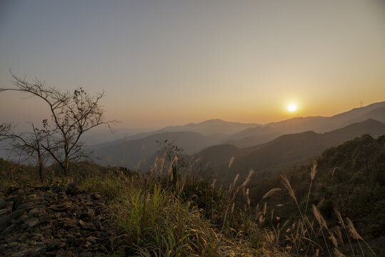 唯美夕阳风景傍晚野外自然风光