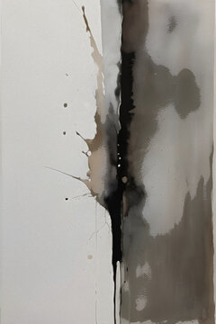 灰咖啡色抽象斑驳墨痕装饰画