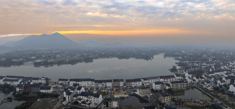 杭州临平塘栖丁山湖晨风光