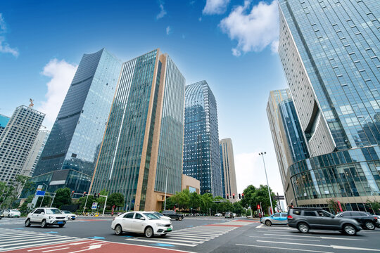 湖南长沙商务区高楼和街景