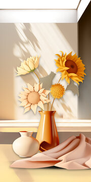 向日葵花卉抽象玄关光影装饰画