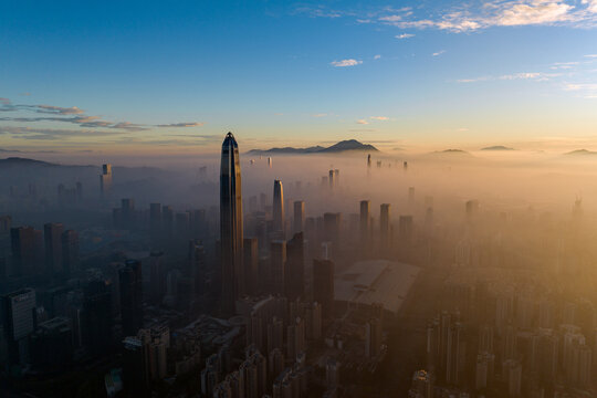 深圳城市航拍高视角平安大厦