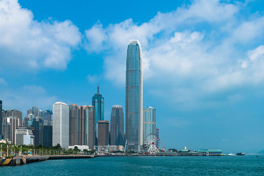 香港中环城市建筑与天空海洋风景