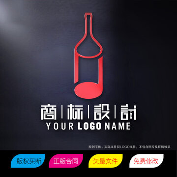 音乐酒吧红酒商标标志LOGO