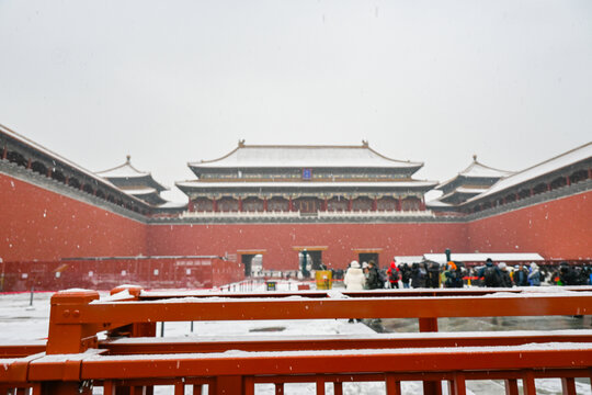 故宫雪景古代建筑下雪北京雪景