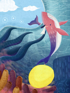海洋动物保护海洋世界插画海报
