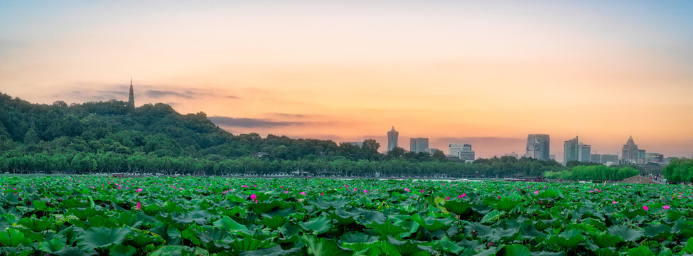 杭州西湖宝石山全景