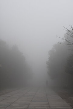 大雾中的行人