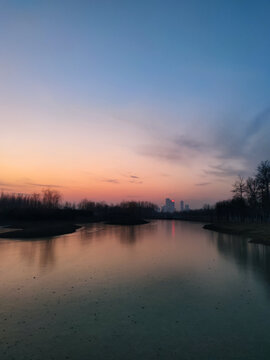 北京黑桥公园日落